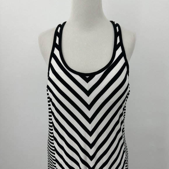 SOMA Weekend Black White Stripe Sz S Soft Jersey Maxi Dress Shelf Bra Racerback - Picture 5 of 14